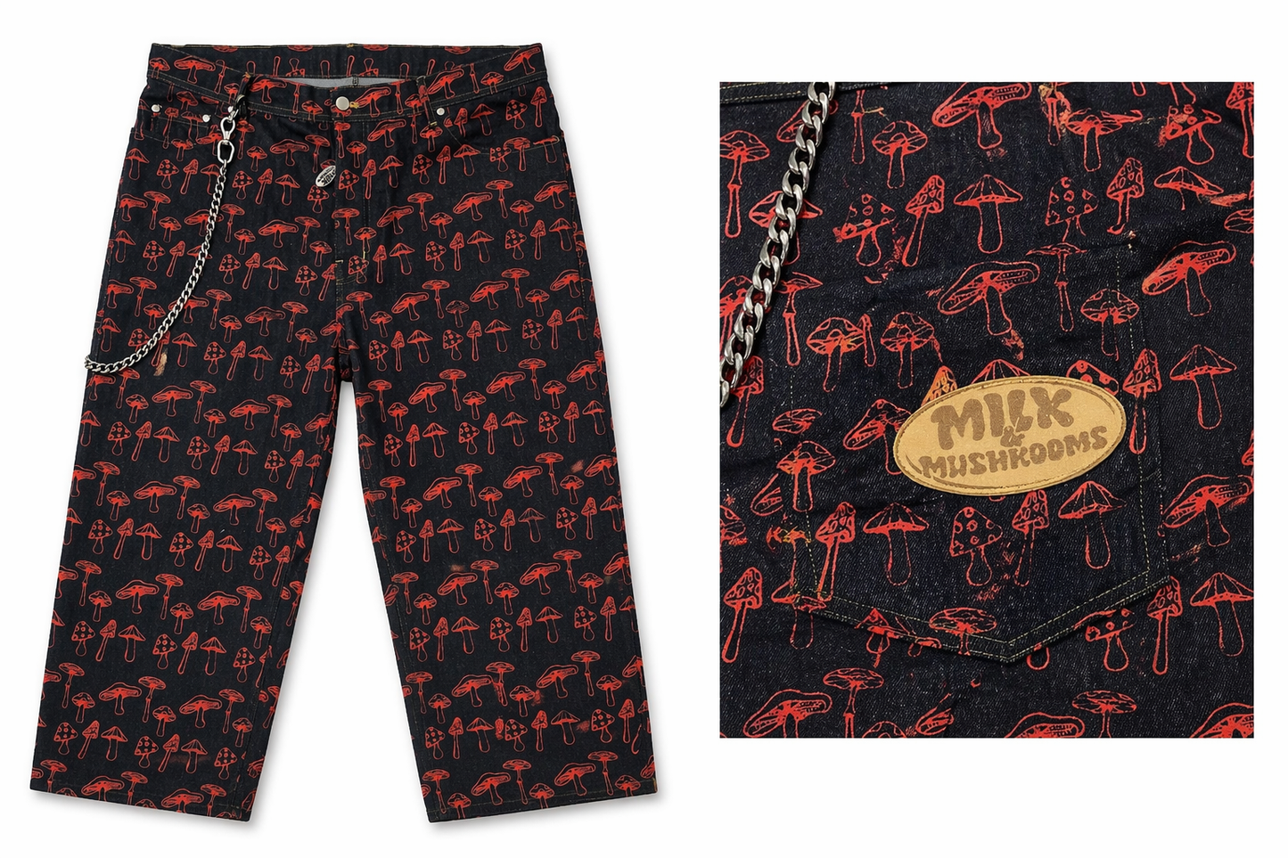 Mushroom Monogram Jeans -Red